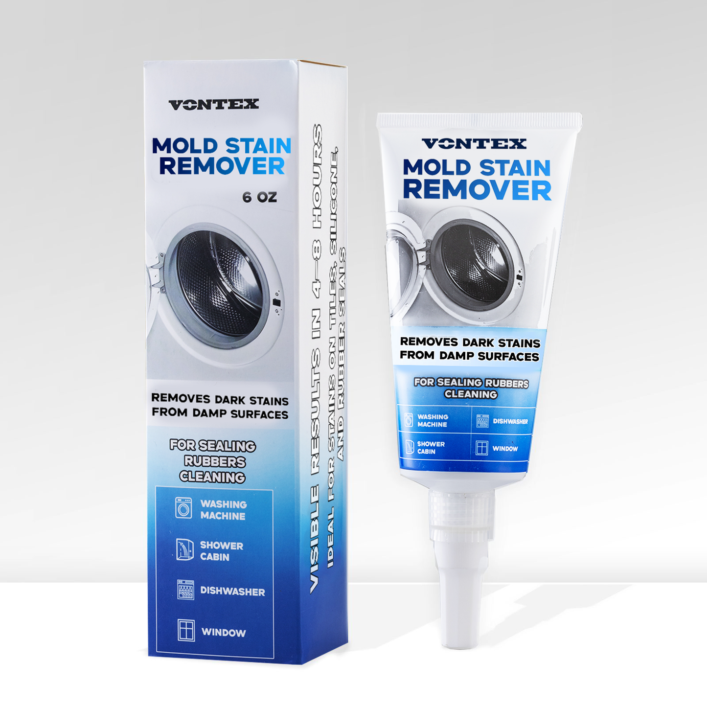 VONTEX Mold Stain Remover Gel – Deep Cleaning Gel for Washing Machines, Dishwashers & Bathroom Rubber Seals