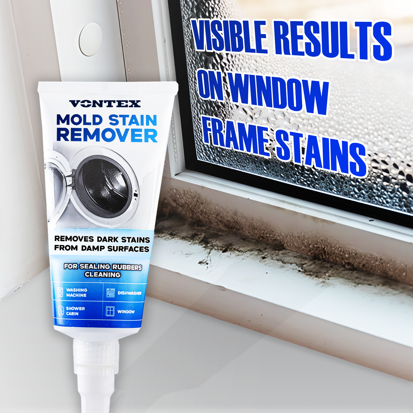 VONTEX Mold Stain Remover Gel – Deep Cleaning Gel for Washing Machines, Dishwashers & Bathroom Rubber Seals
