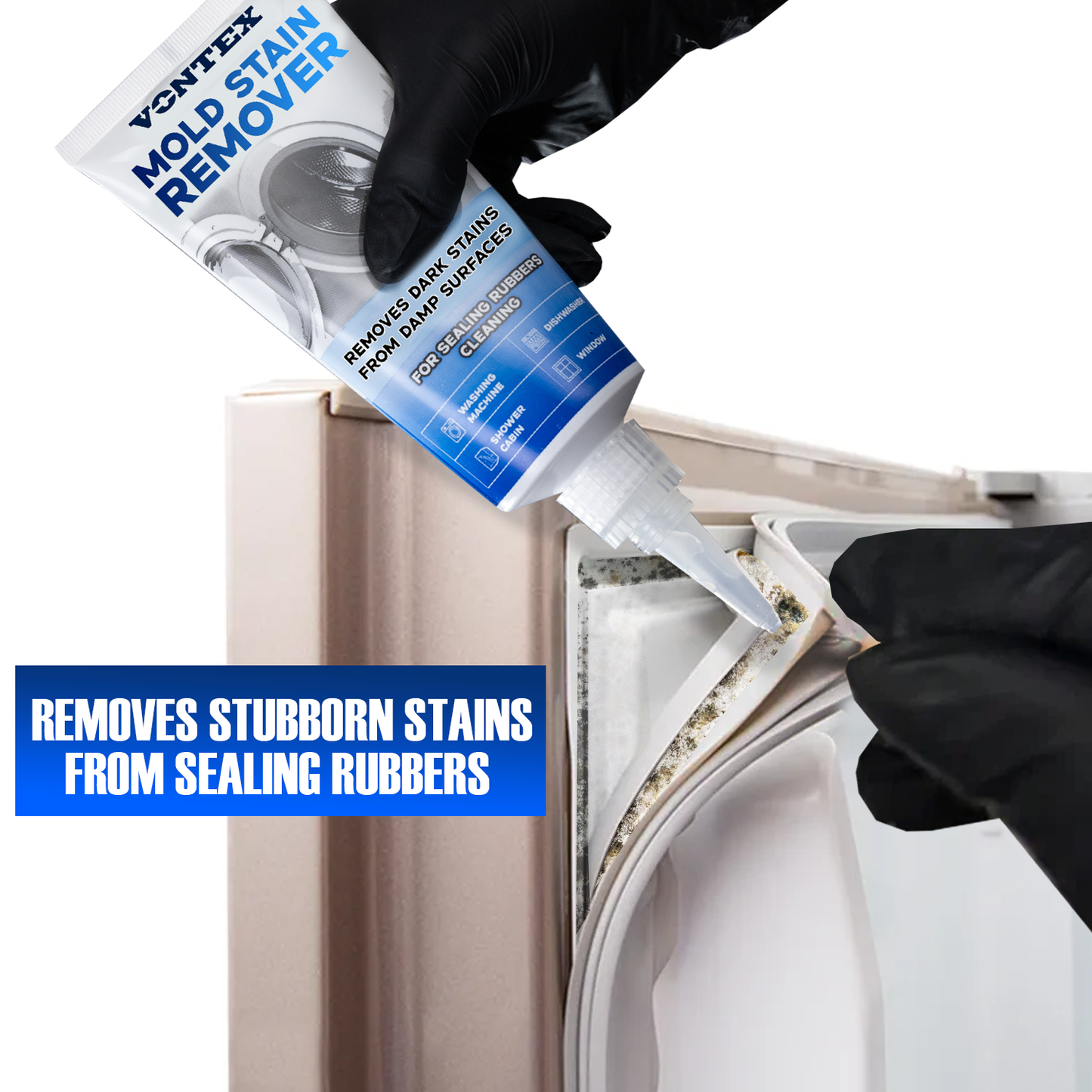 VONTEX Mold Stain Remover Gel – Deep Cleaning Gel for Washing Machines, Dishwashers & Bathroom Rubber Seals