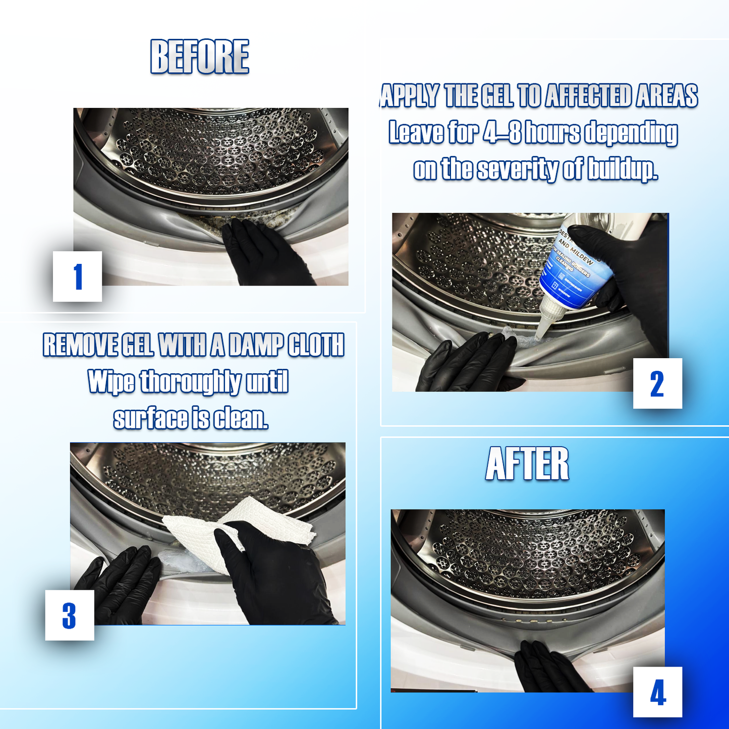 VONTEX Mold Stain Remover Gel – Deep Cleaning Gel for Washing Machines, Dishwashers & Bathroom Rubber Seals